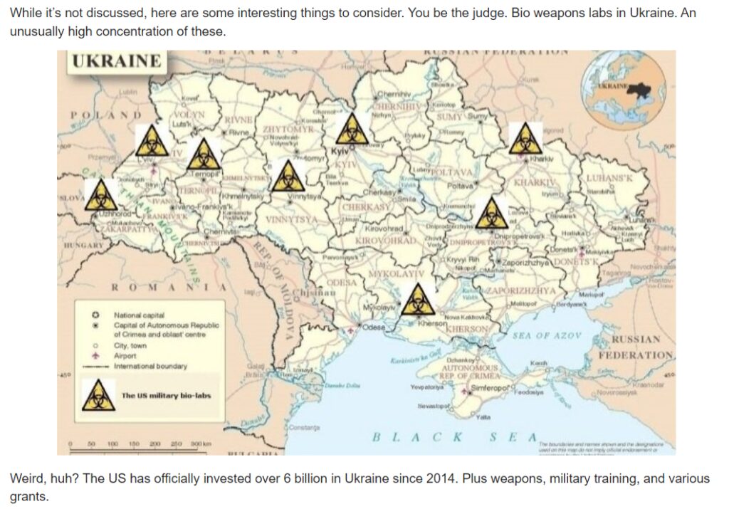 This is a map of the BioLabs controlled by the US Defense Department and located in Ukraine. US State Department Envoy Victoria Nuland finally admitted to the Black Op sites yesterday, after denying rumors of the labs as conspiracy theories.